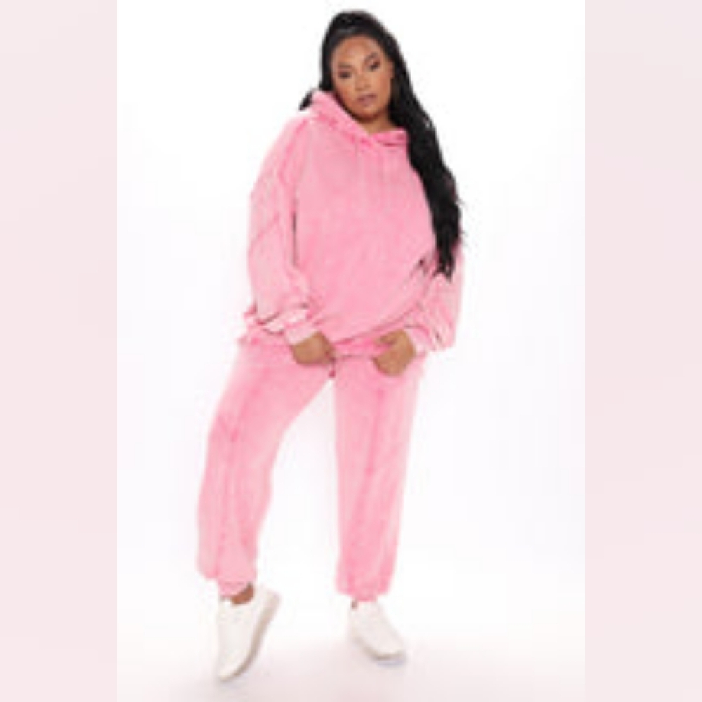 New Fashion Nova Ask Me Anything Matching Sweatshirt Hoodie & Jogger Set Pink 1X - Picture 3 of 10